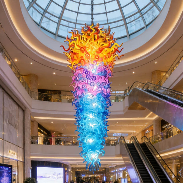 Large blown glass chandelier project chihuly style hotel villa decoration