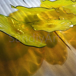 12pcs hand made Yellow blowm murano glass platters with spiral tendrils chihuly style art wall decoration glass
