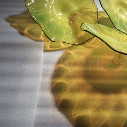 12pcs hand made Yellow blowm murano glass platters with spiral tendrils chihuly style art wall decoration glass