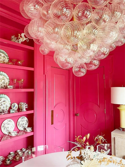 Blown glass bubbles chandelier clear color modern design for dining room