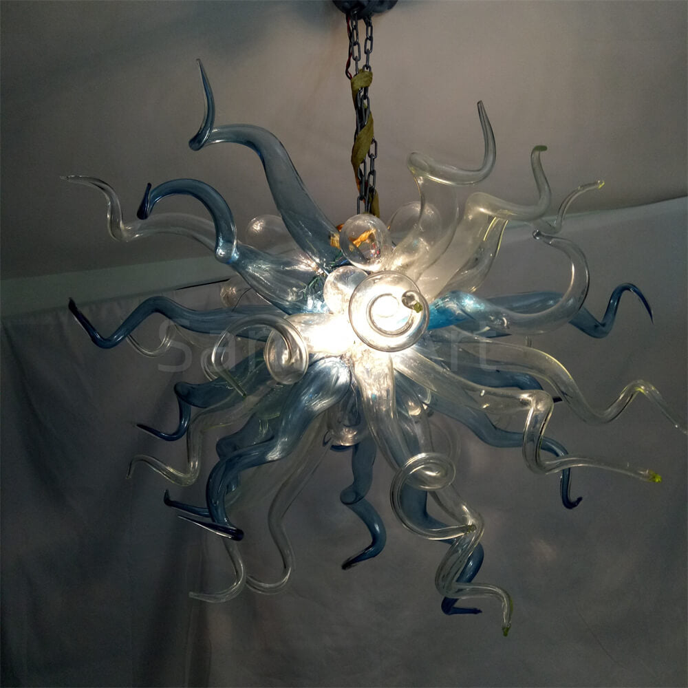 Grey blue blown glass chihuly lighting home decoration art