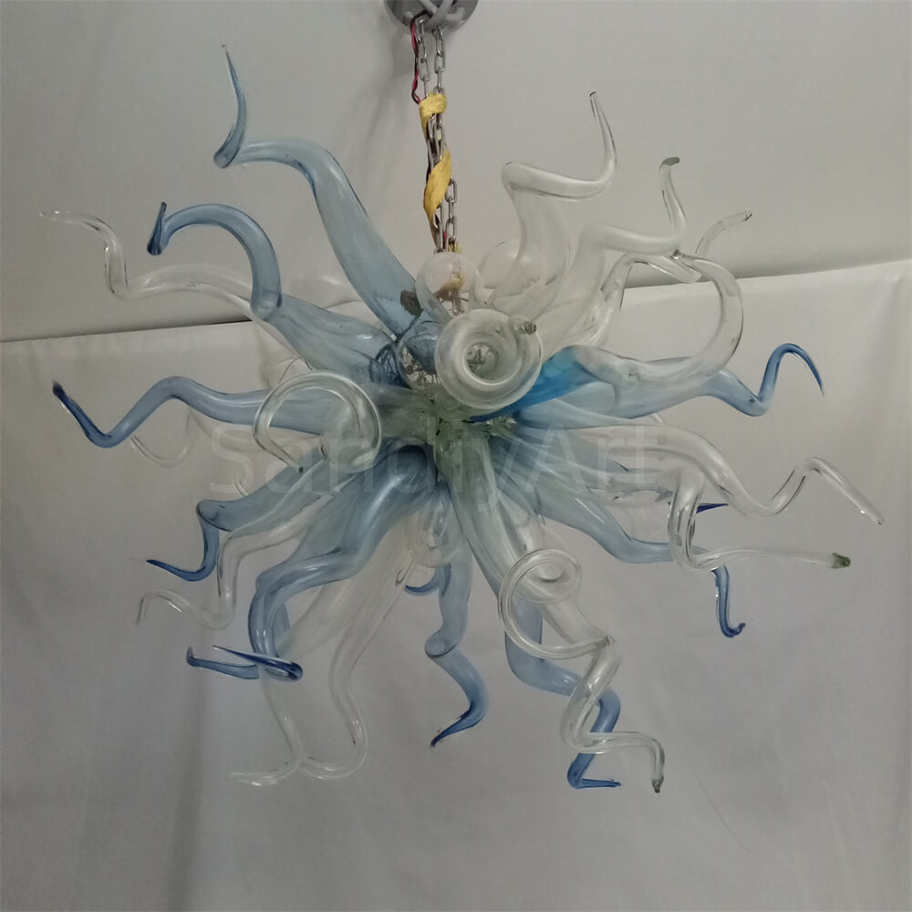 Grey blue blown glass chihuly lighting home decoration art
