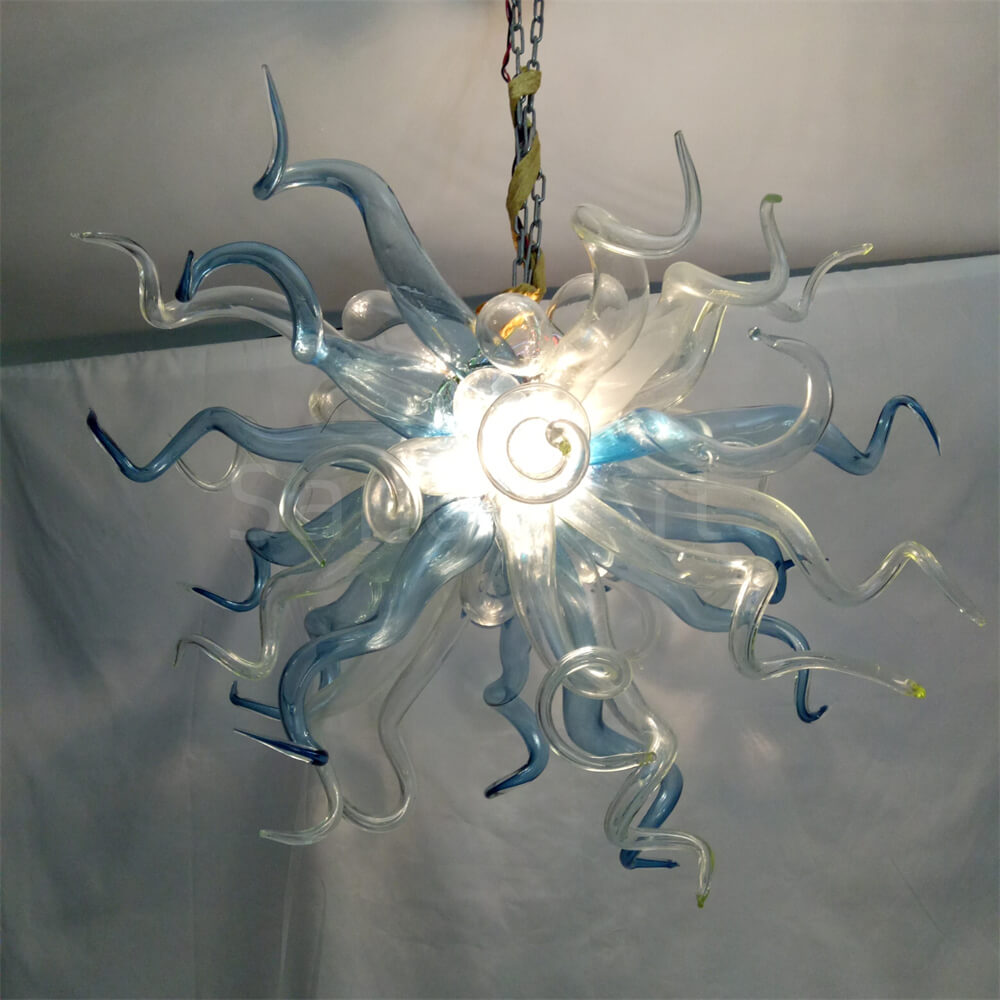 Grey blue blown glass chihuly lighting home decoration art