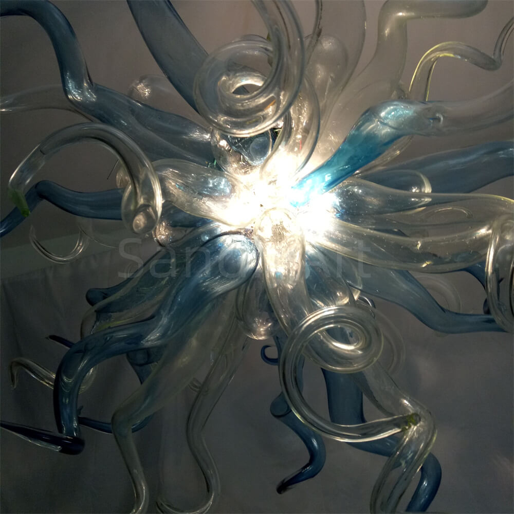 Grey blue blown glass chihuly lighting home decoration art