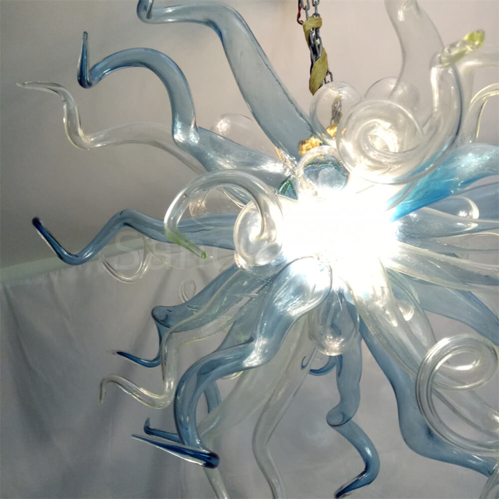 Grey blue blown glass chihuly lighting home decoration art