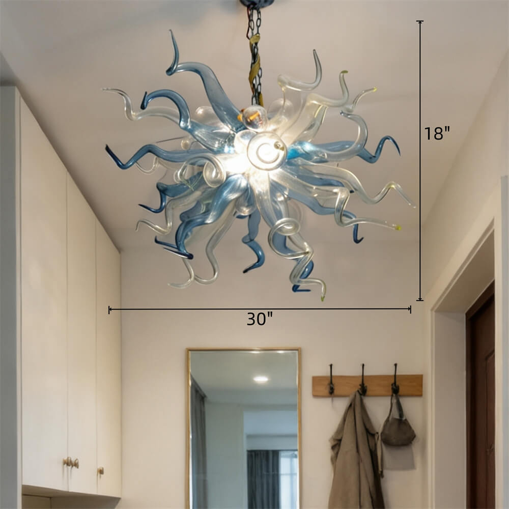 Grey blue blown glass chihuly lighting home decoration art