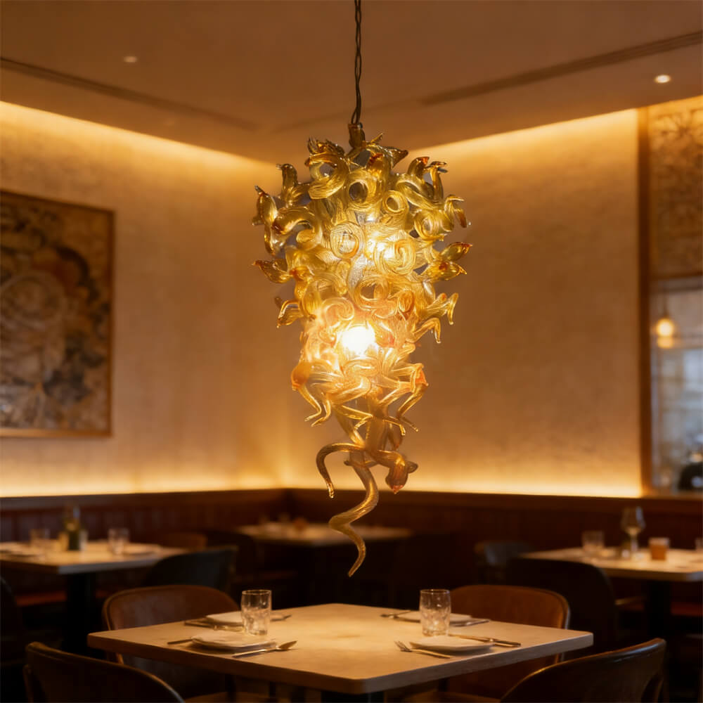 Tea gold glass chandelier DIY design home decoration