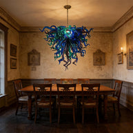 Modern design blown glass blue and purple chandelier lighting