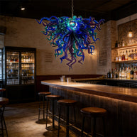 Modern design blown glass blue and purple chandelier lighting