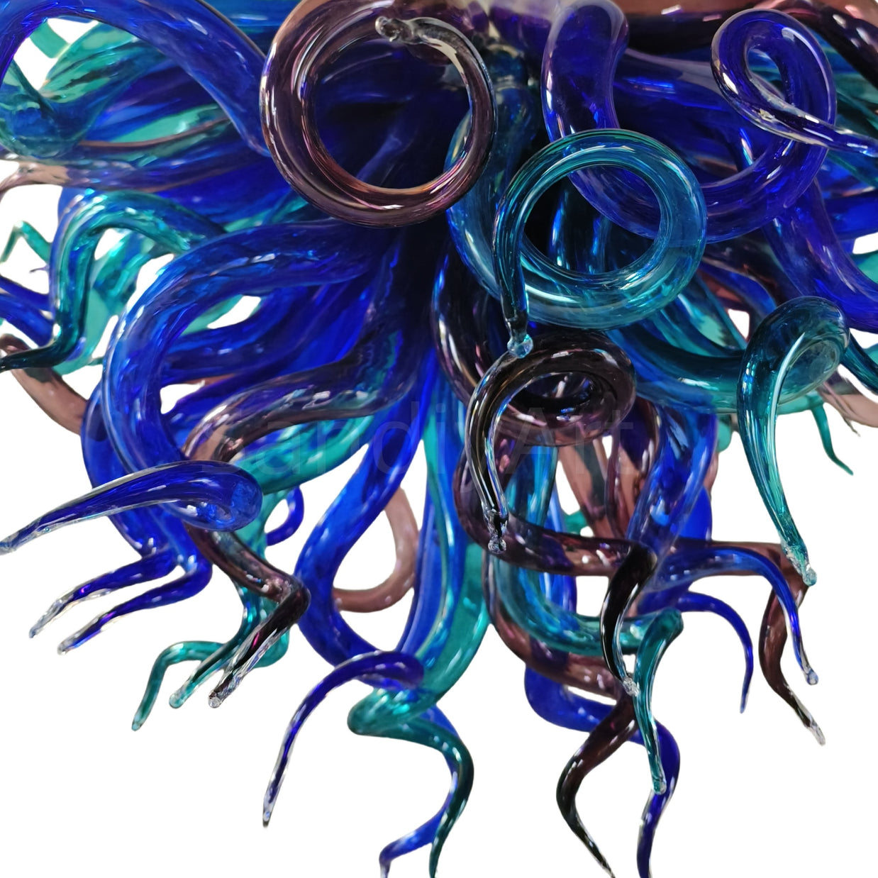 Modern design blown glass blue and purple chandelier lighting