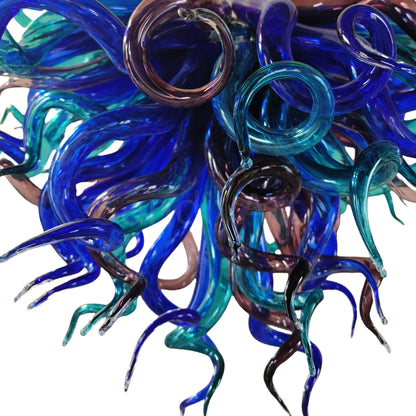 Modern design blown glass blue and purple chandelier lighting