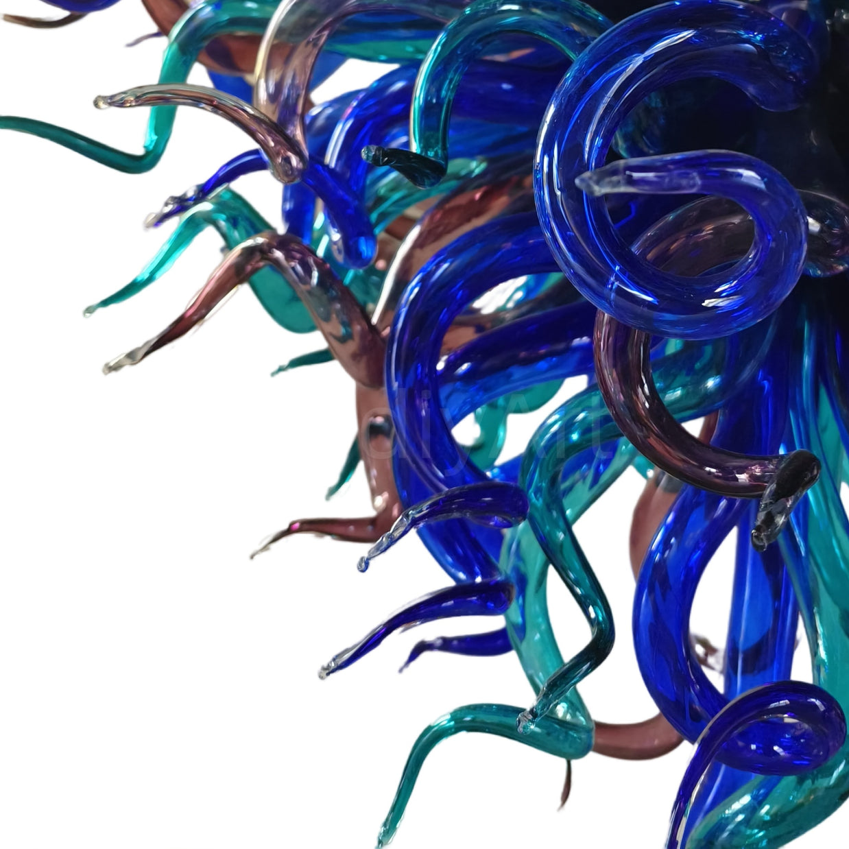 Modern design blown glass blue and purple chandelier lighting