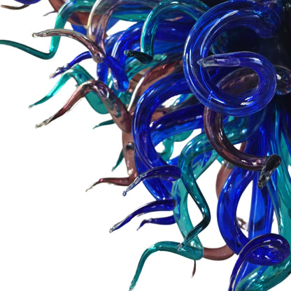 Modern design blown glass blue and purple chandelier lighting