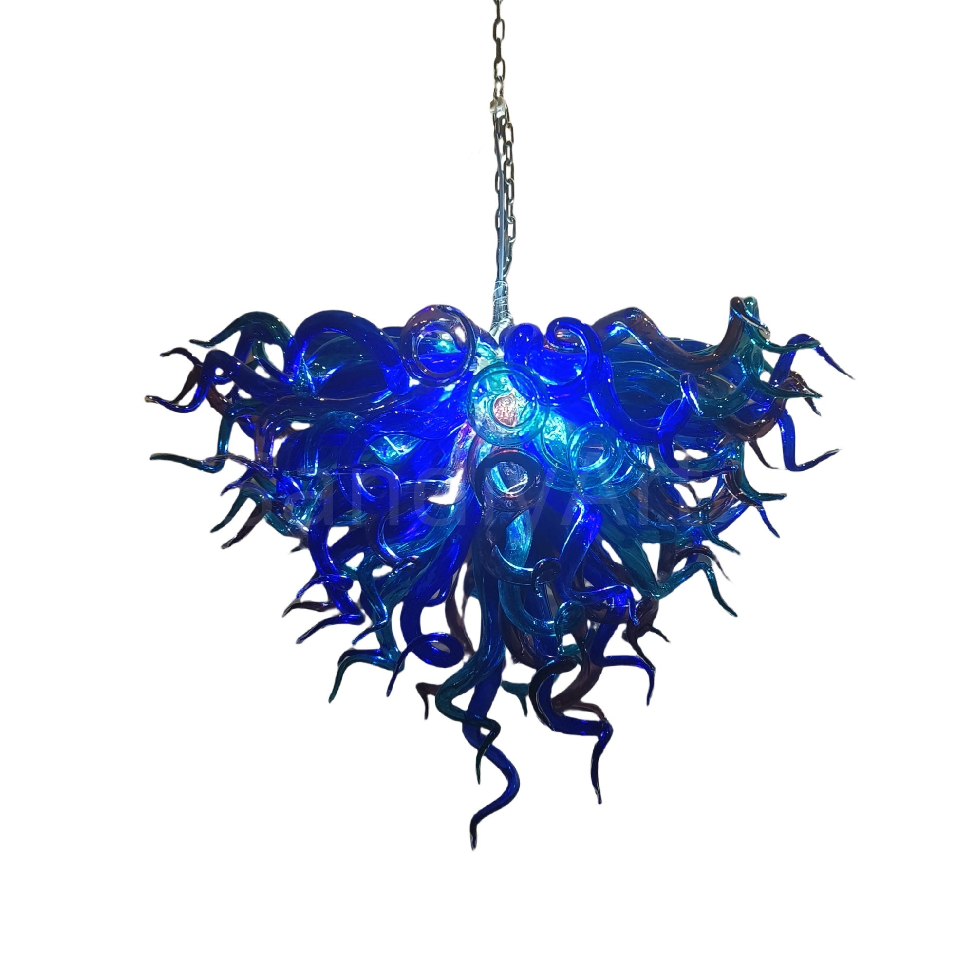 Modern design blown glass blue and purple chandelier lighting