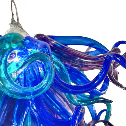 Modern design blown glass blue and purple chandelier lighting