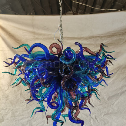 Modern design blown glass blue and purple chandelier lighting