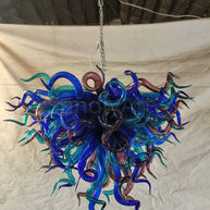 Modern design blown glass blue and purple chandelier lighting