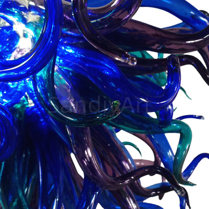Modern design blown glass blue and purple chandelier lighting