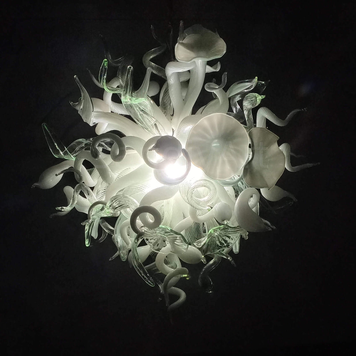 blown glass white chandelier