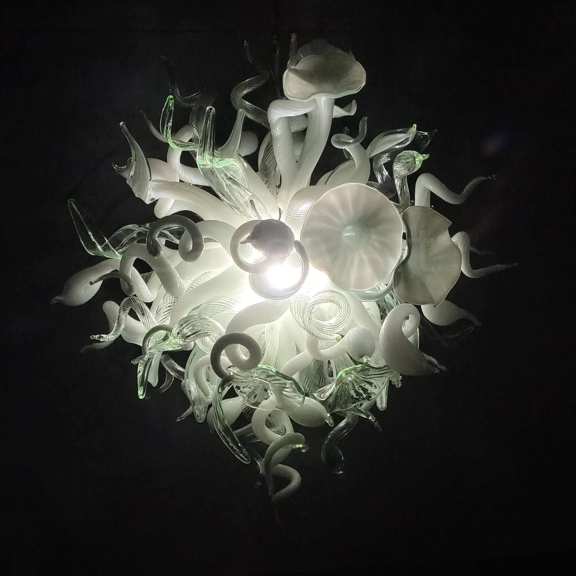 blown glass white chandelier