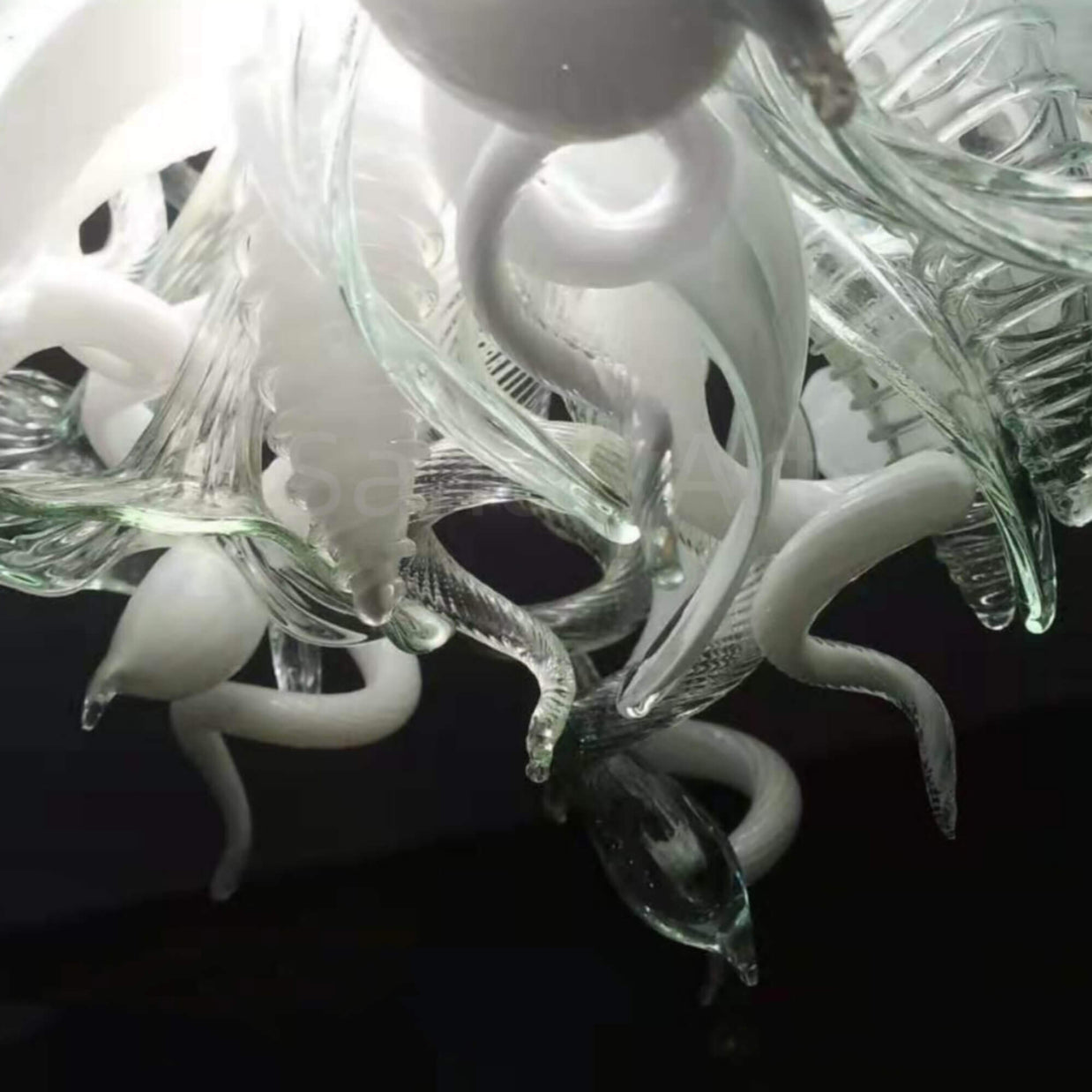 blown glass white chandelier