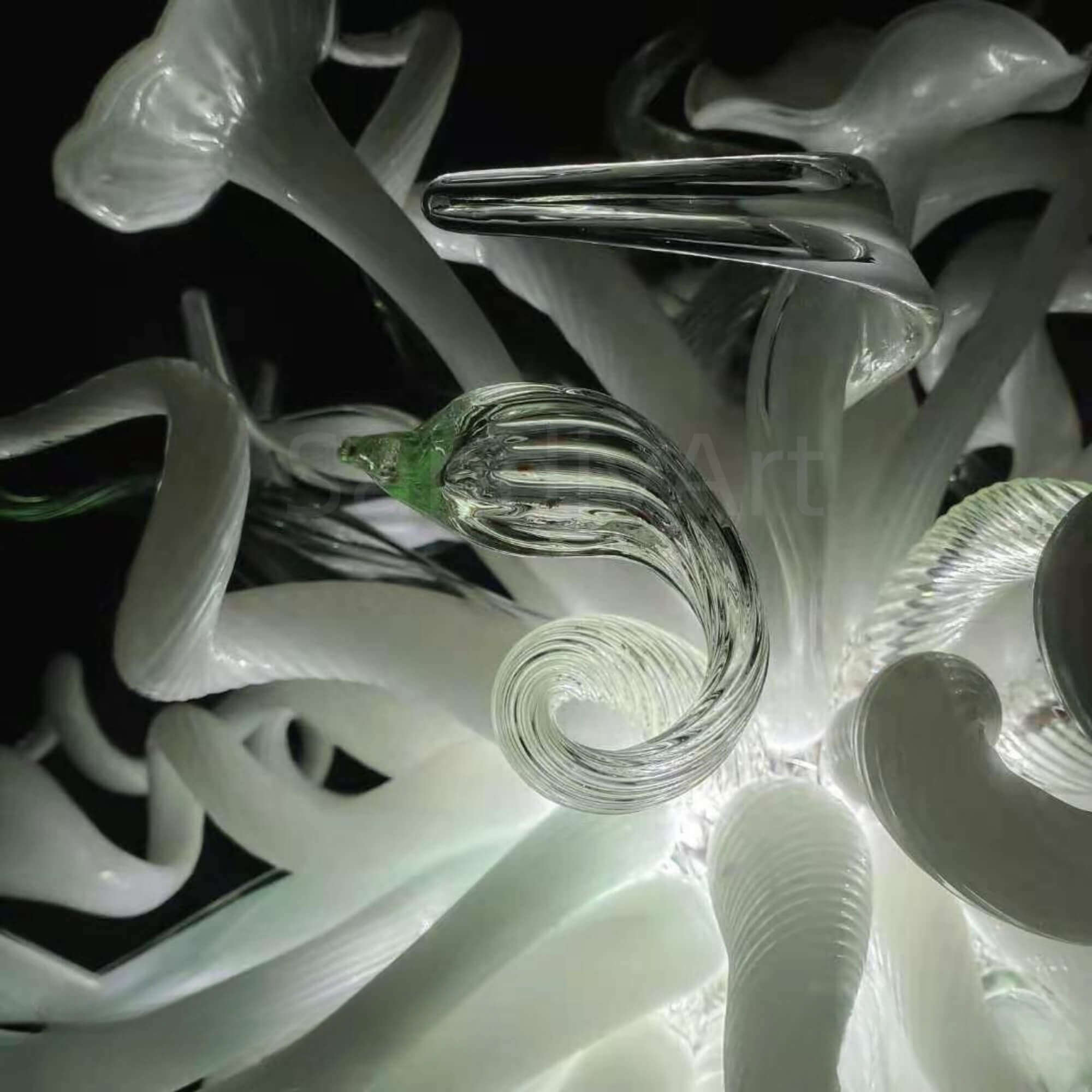 blown glass white chandelier