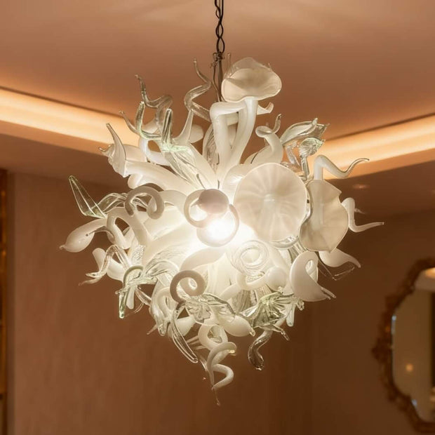 blown glass white chandelier