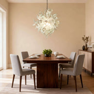 blown glass white chandelier