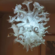 blown glass white chandelier