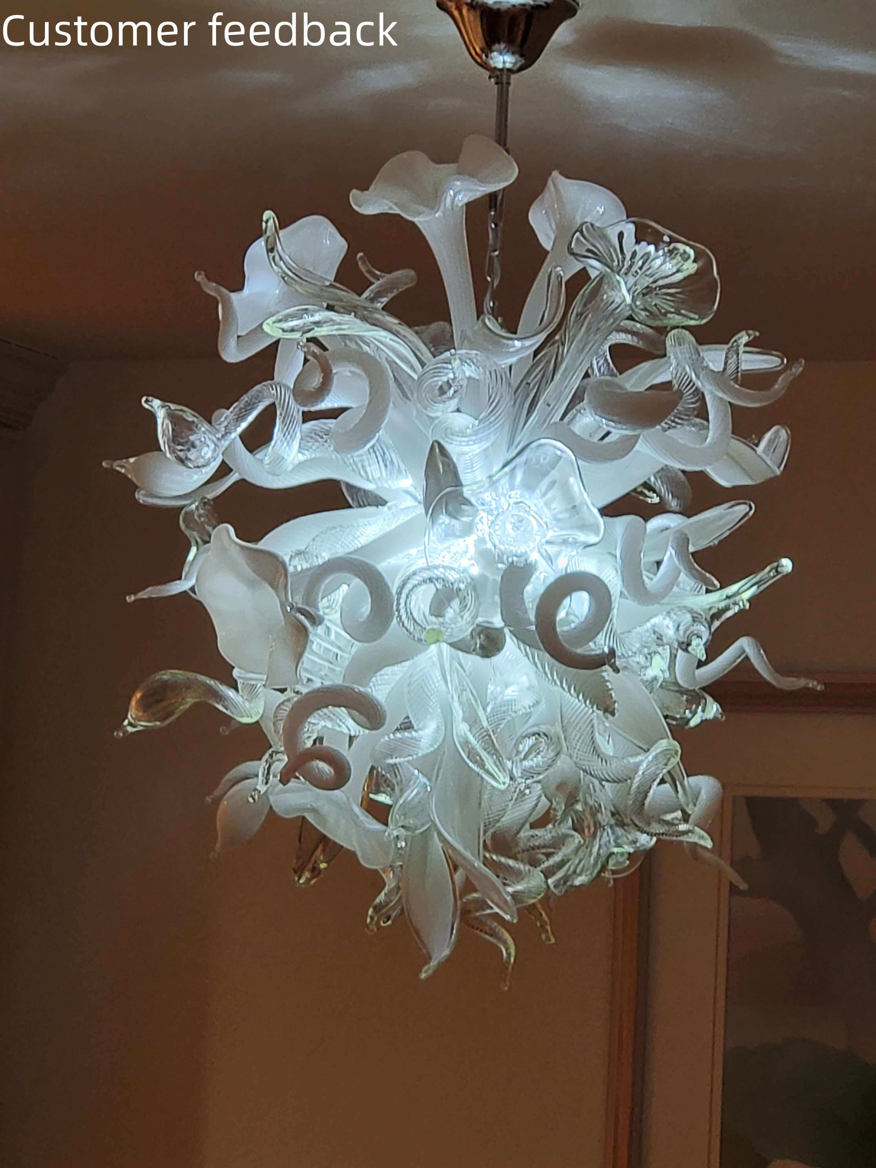 blown glass white chandelier