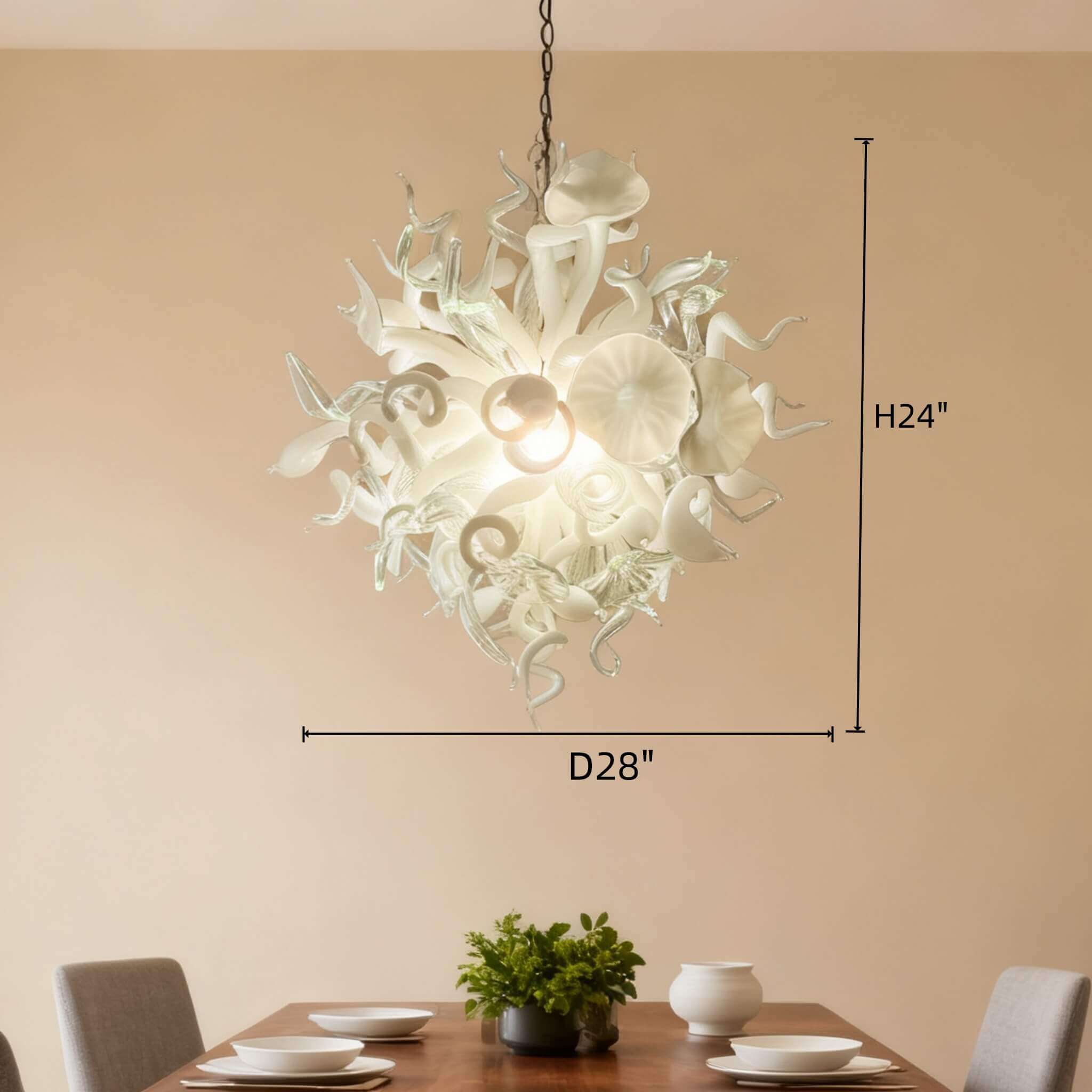 blown glass white chandelier