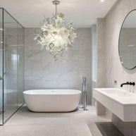 blown glass white chandelier