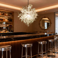 blown glass white chandelier