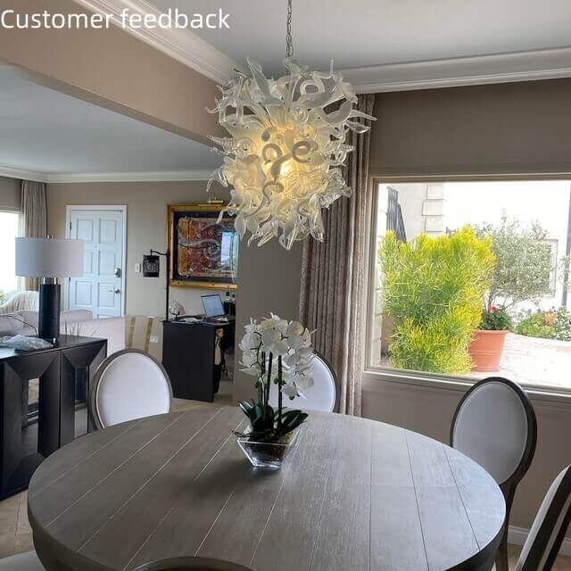 blown glass white chandelier