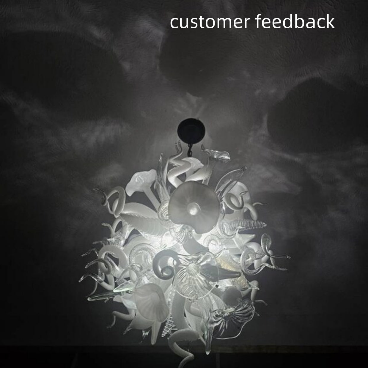 blown glass white chandelier