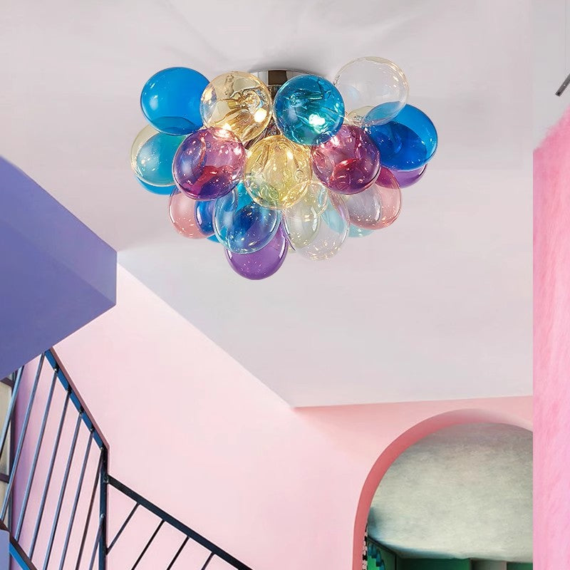 Colorful glass bubbles chandelier romantic design bring Happy mood