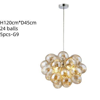 champagne blown glass bubbles ceiling lamp decoration bedroom lighting