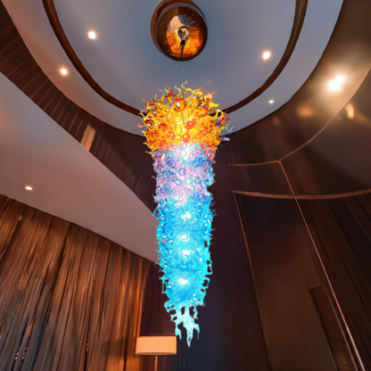 Big project blown glass hotel decoration chandelier 300cm tall custom design