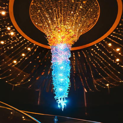 Big project blown glass hotel decoration chandelier 300cm tall custom design