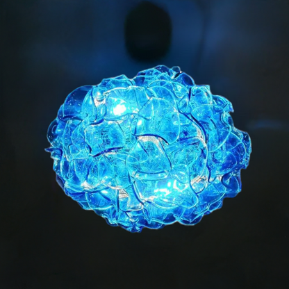 Special design hand made DIY blown glass blue flower chandelier