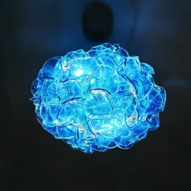 Special design hand made DIY blown glass blue flower chandelier