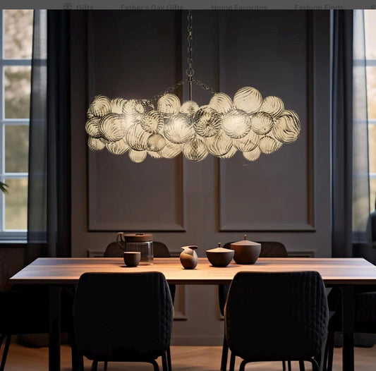 Blown glass bubbles chandelier clear color modern design for dining room