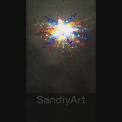 Multicolor hand made DIY blown glass ceiling light