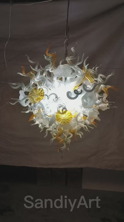 Gold and white color blown art glass chandelier luxury pendant lamp