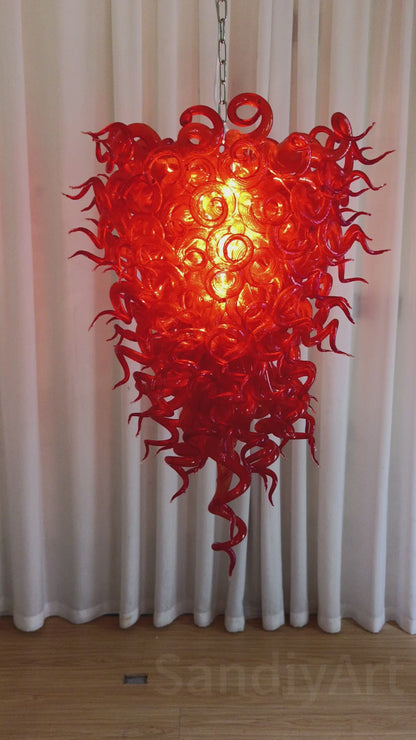 Red blown glass chandelier for home hotel decoraiton