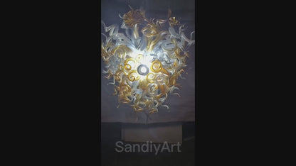 Luxury hand DIY blown glass gold foyer chandelier
