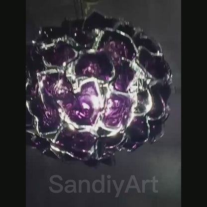 Hand blowm glass purple blossom chandelier dining room decoration