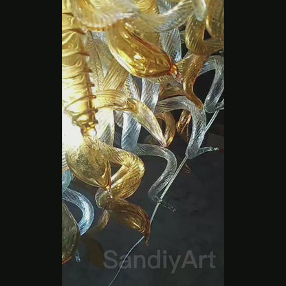 Luxury gold mouth blown glass chandelier original color never fading