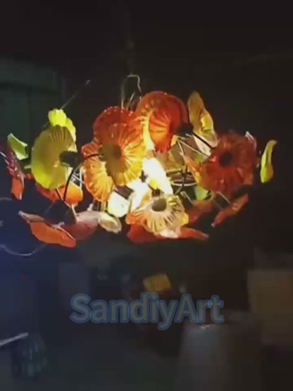 Dining room modern style glass floral ceiling light custom design art