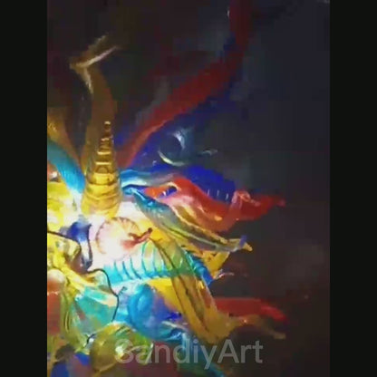 Custom multicolor blown glass lighting flower and leaves shape modern design
